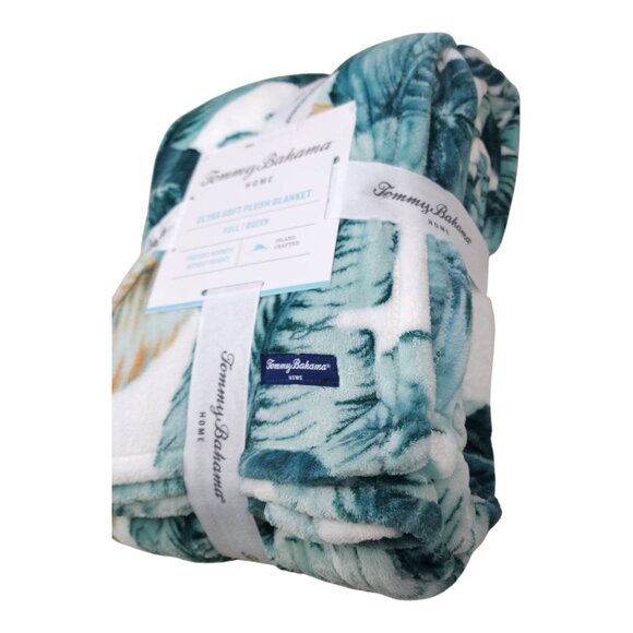 Tommy Bahama Full Queen Ultra Soft Plush Blanket 90"x90" Tropical Polyester - Picture 6 of 9